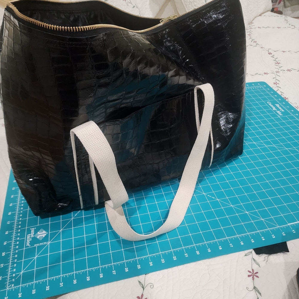 Black Mock croc tote